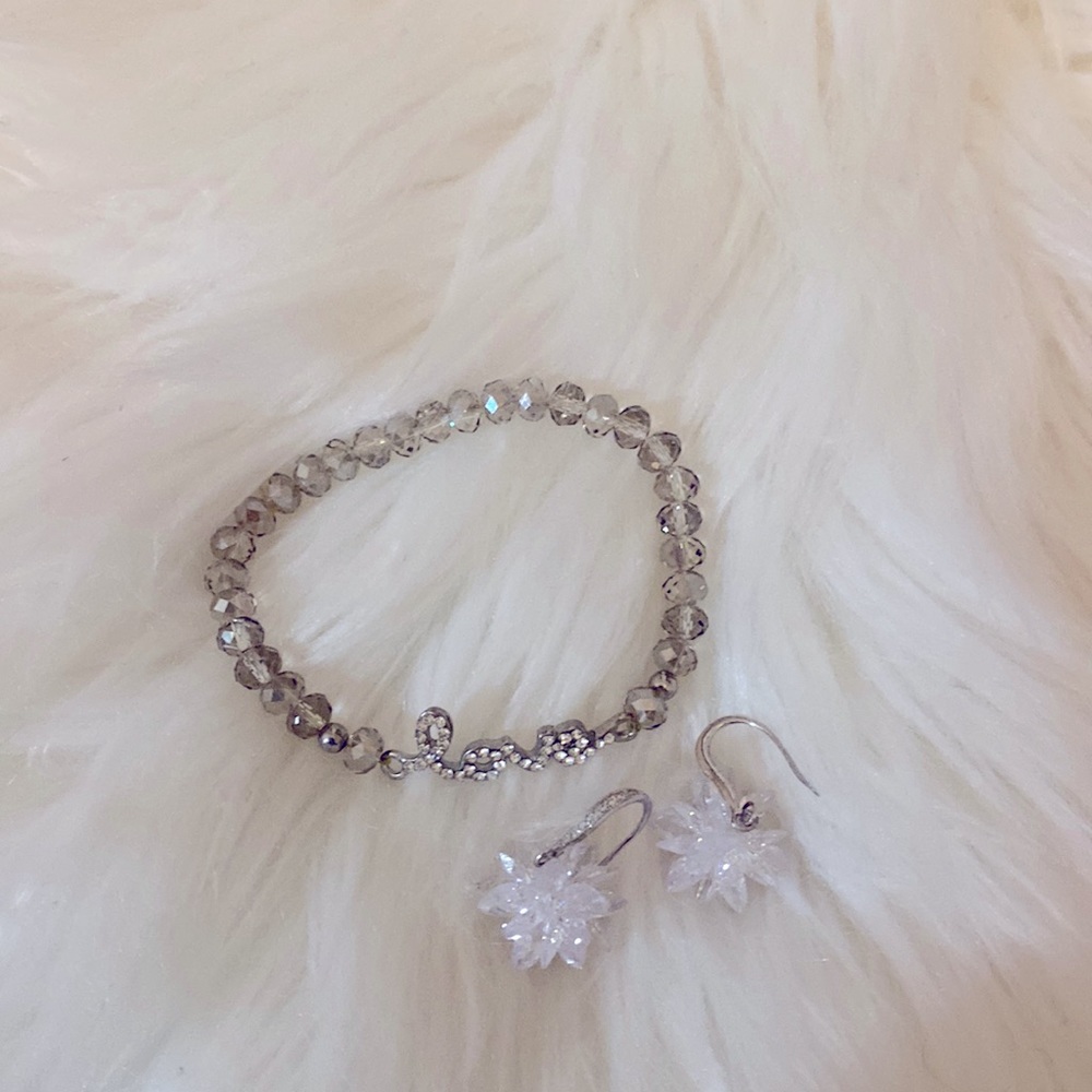 Earrings and bracelet.